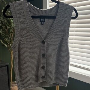 GAP Charcoal Knit Button-Up Vest